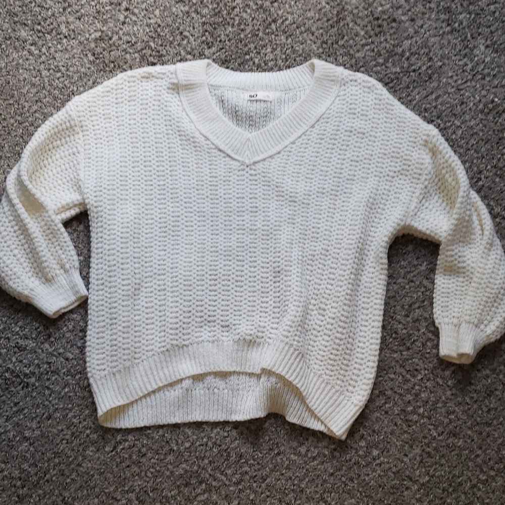 SO White V-Neck Sweater